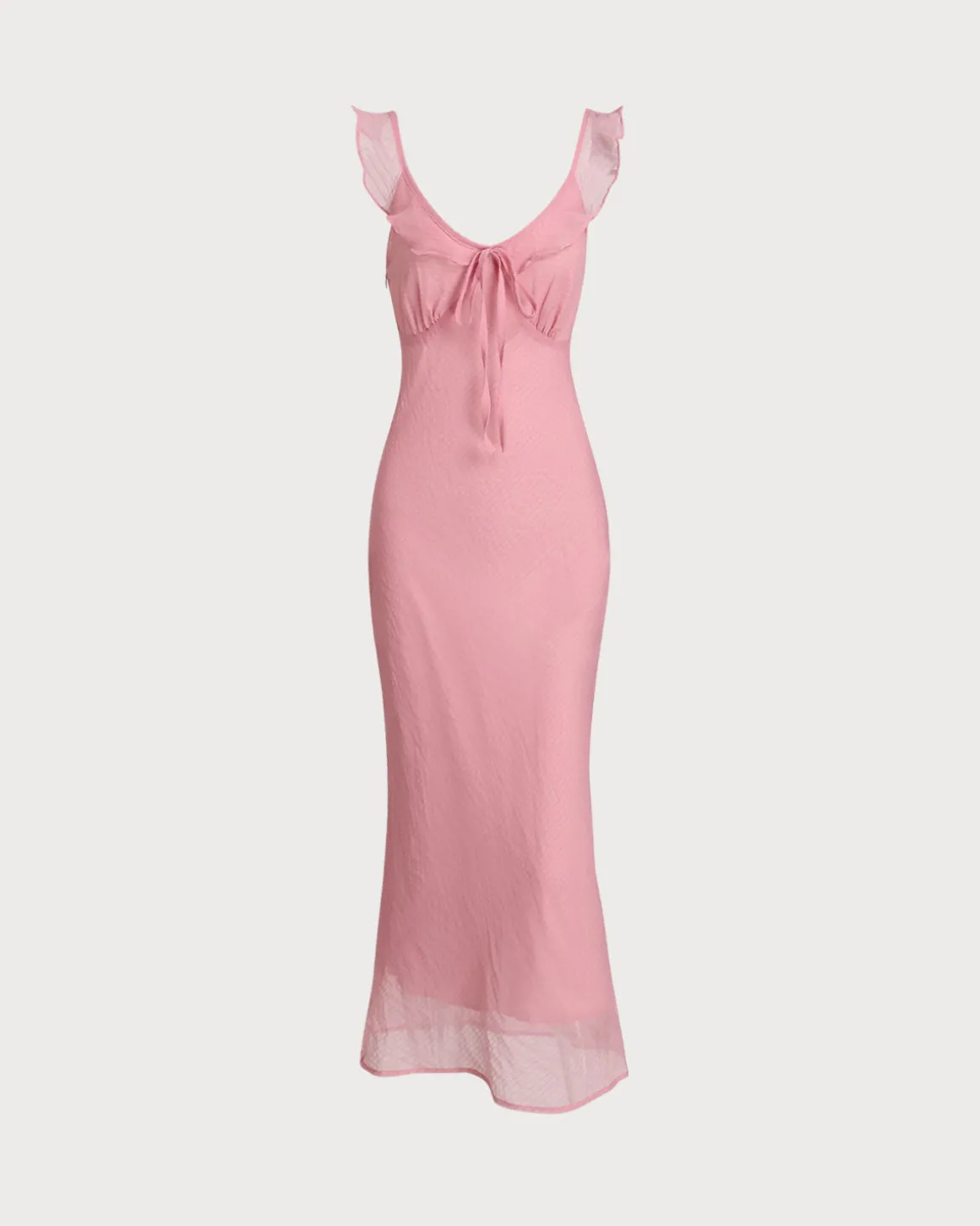 Pink Floral Ruffle Slip Maxi Dress