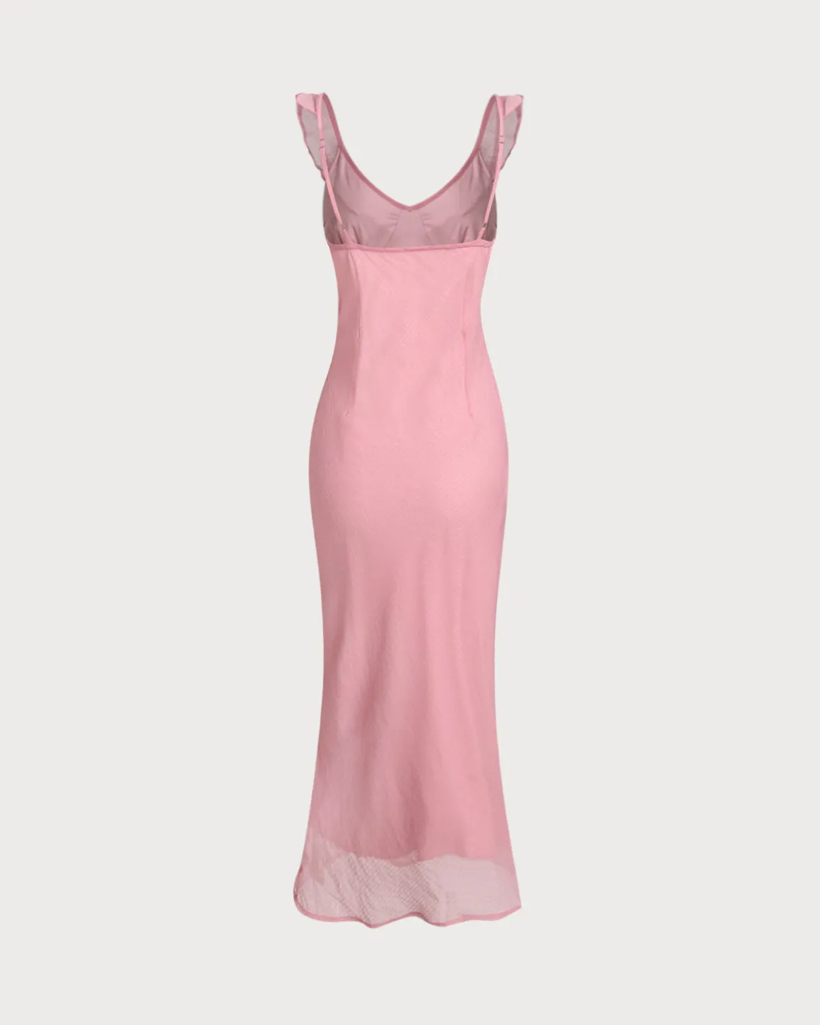 Pink Floral Ruffle Slip Maxi Dress