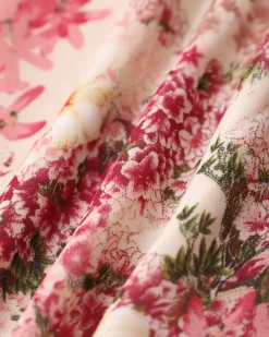 Pink Floral Ruffle Tie Strap Midi Dress