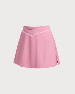 Pink High Stretch A-Line Yoga Skirt