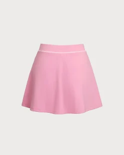 Pink High Stretch A-Line Yoga Skirt