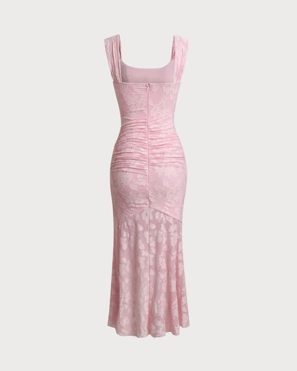 Pink Jacquard Bodycon Slip Maxi Dress