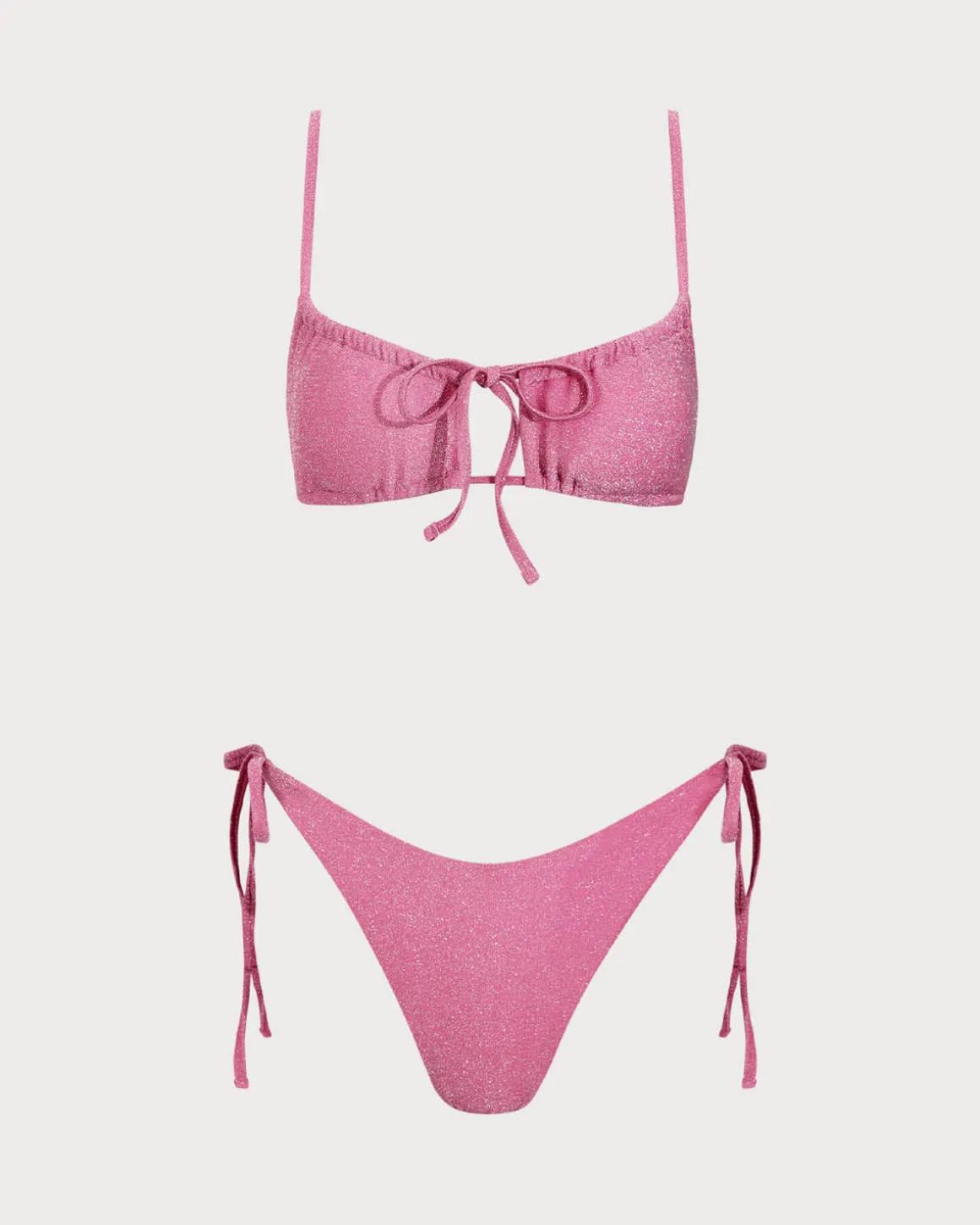 Pink Lurex Cut Out Bikini Set
