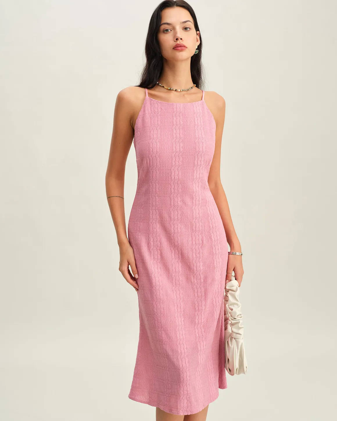 Pink Mermaid Slip Midi Dress