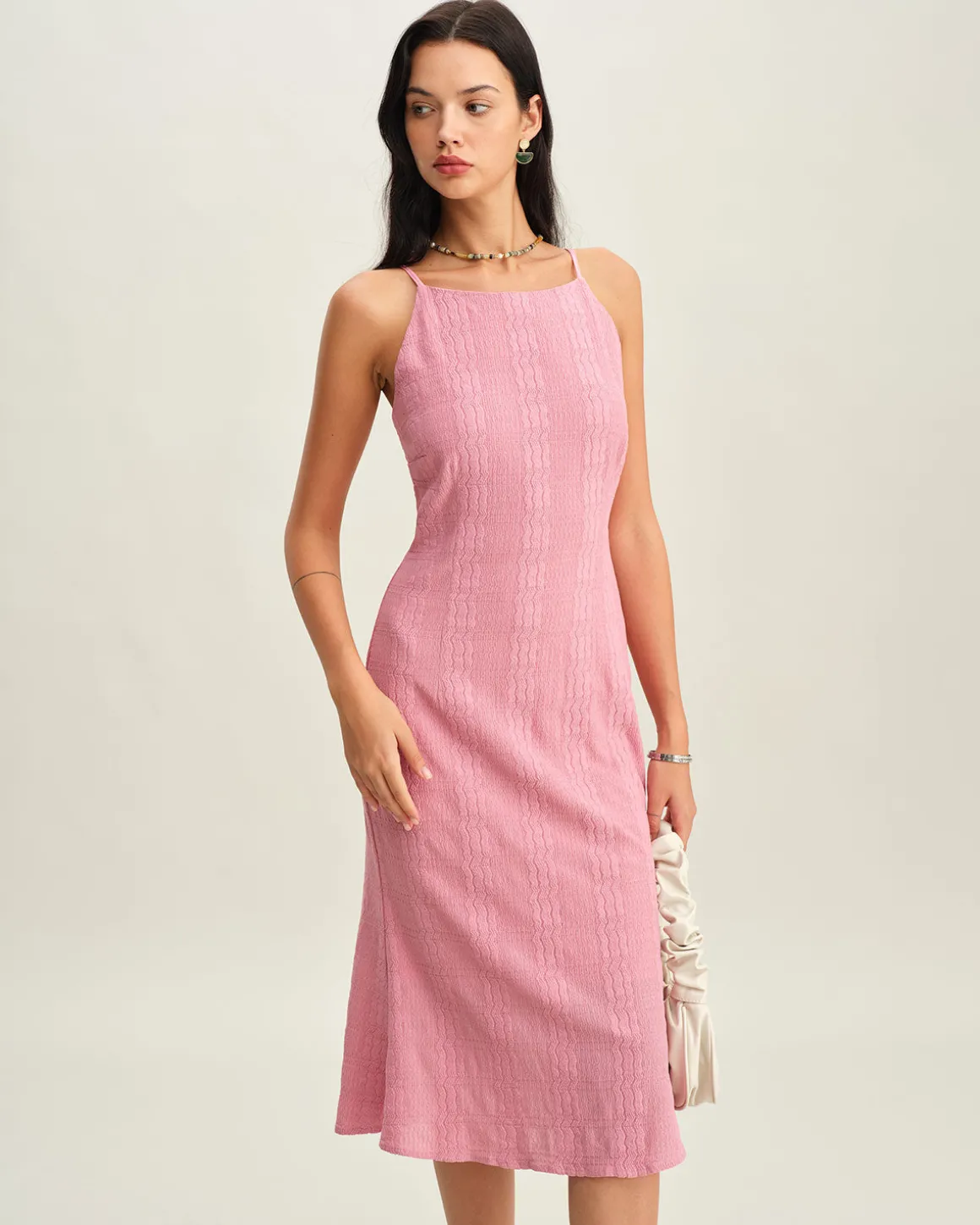 Pink Mermaid Slip Midi Dress