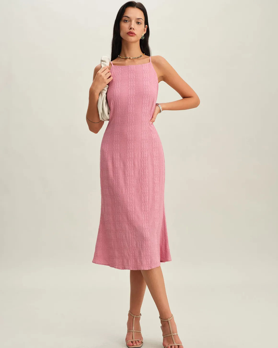 Pink Mermaid Slip Midi Dress