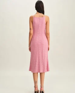 Pink Mermaid Slip Midi Dress