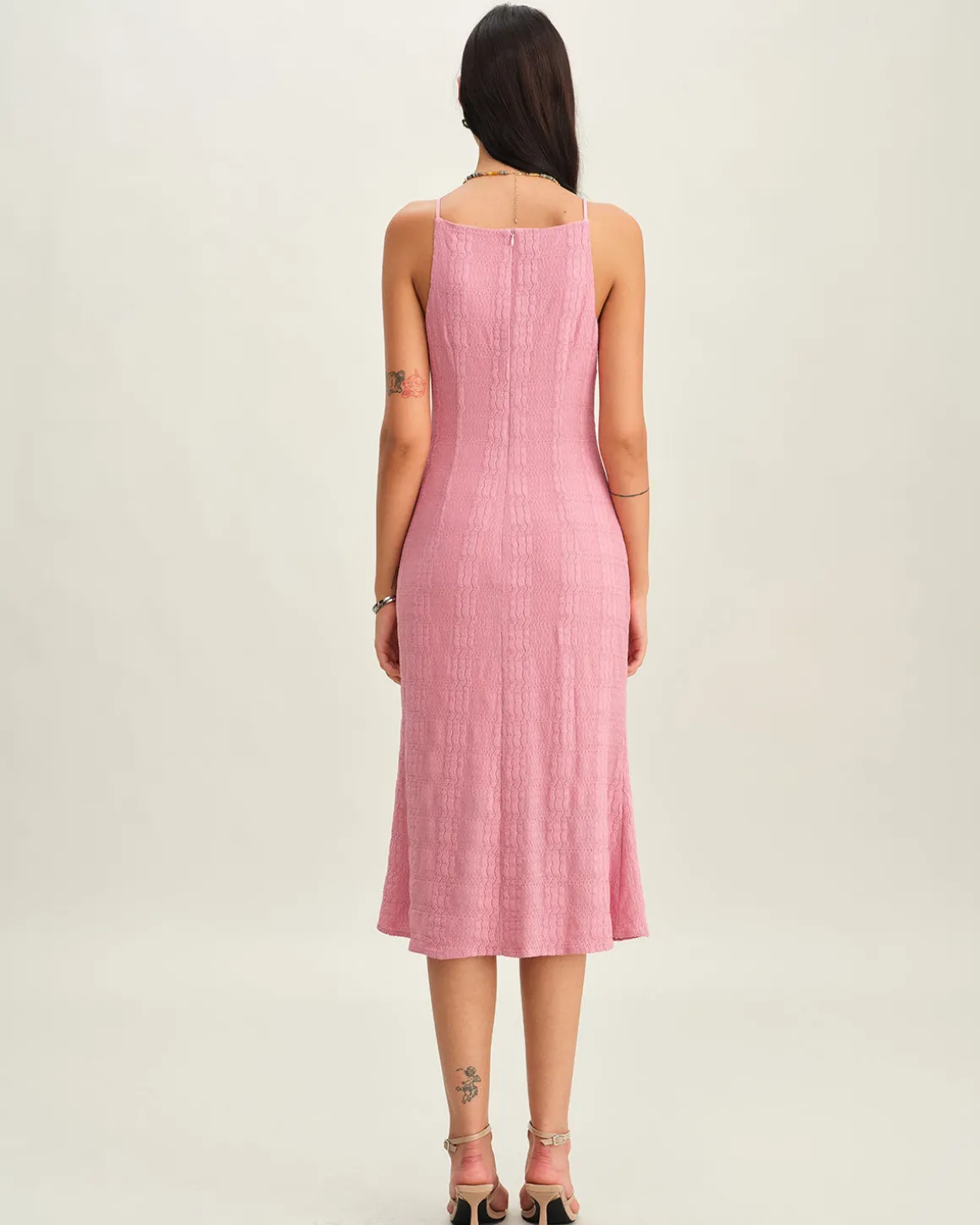 Pink Mermaid Slip Midi Dress