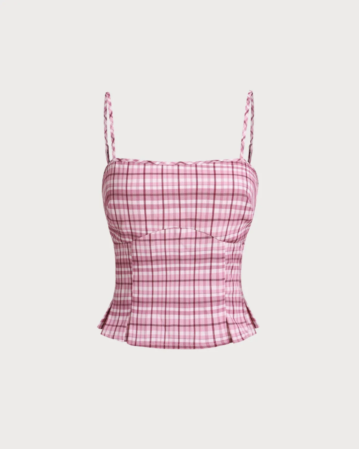 Pink Plaid Cami Top
