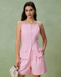 Pink Ruched Pocket Shorts