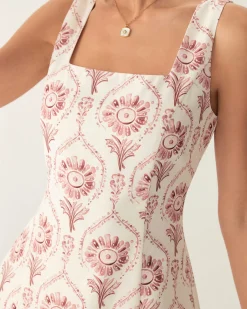 Pink Square Neck Floral Slip Mini Dress
