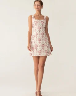 Pink Square Neck Floral Slip Mini Dress
