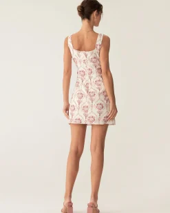 Pink Square Neck Floral Slip Mini Dress