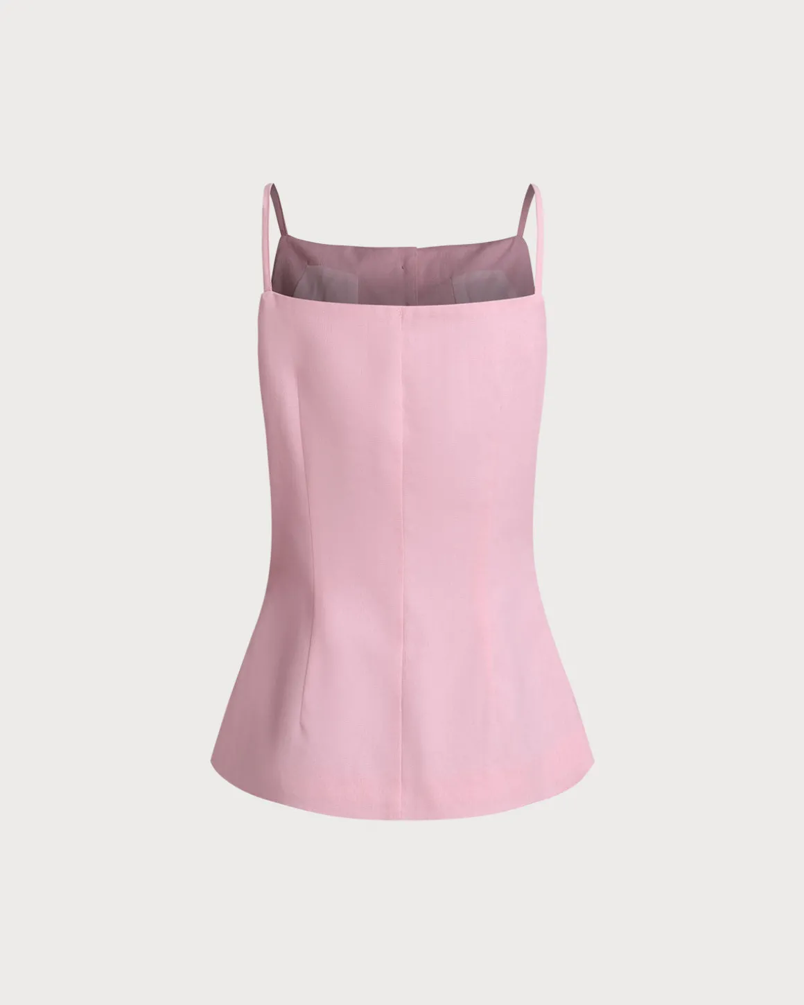 Pink Square Neck Pocket Vest
