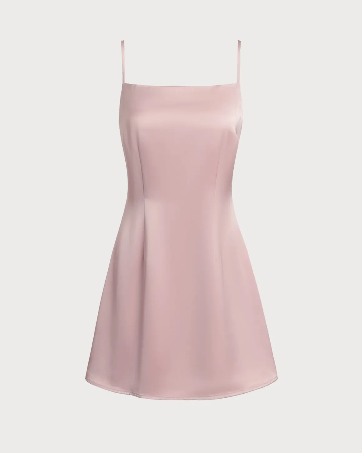 Pink Square Neck Satin Mini Dress