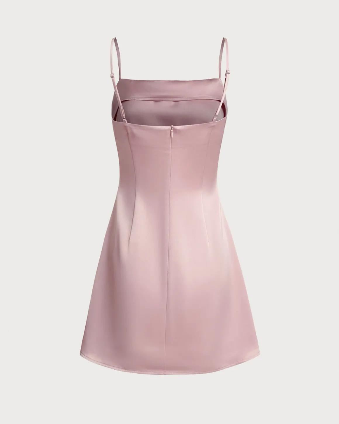 Pink Square Neck Satin Mini Dress
