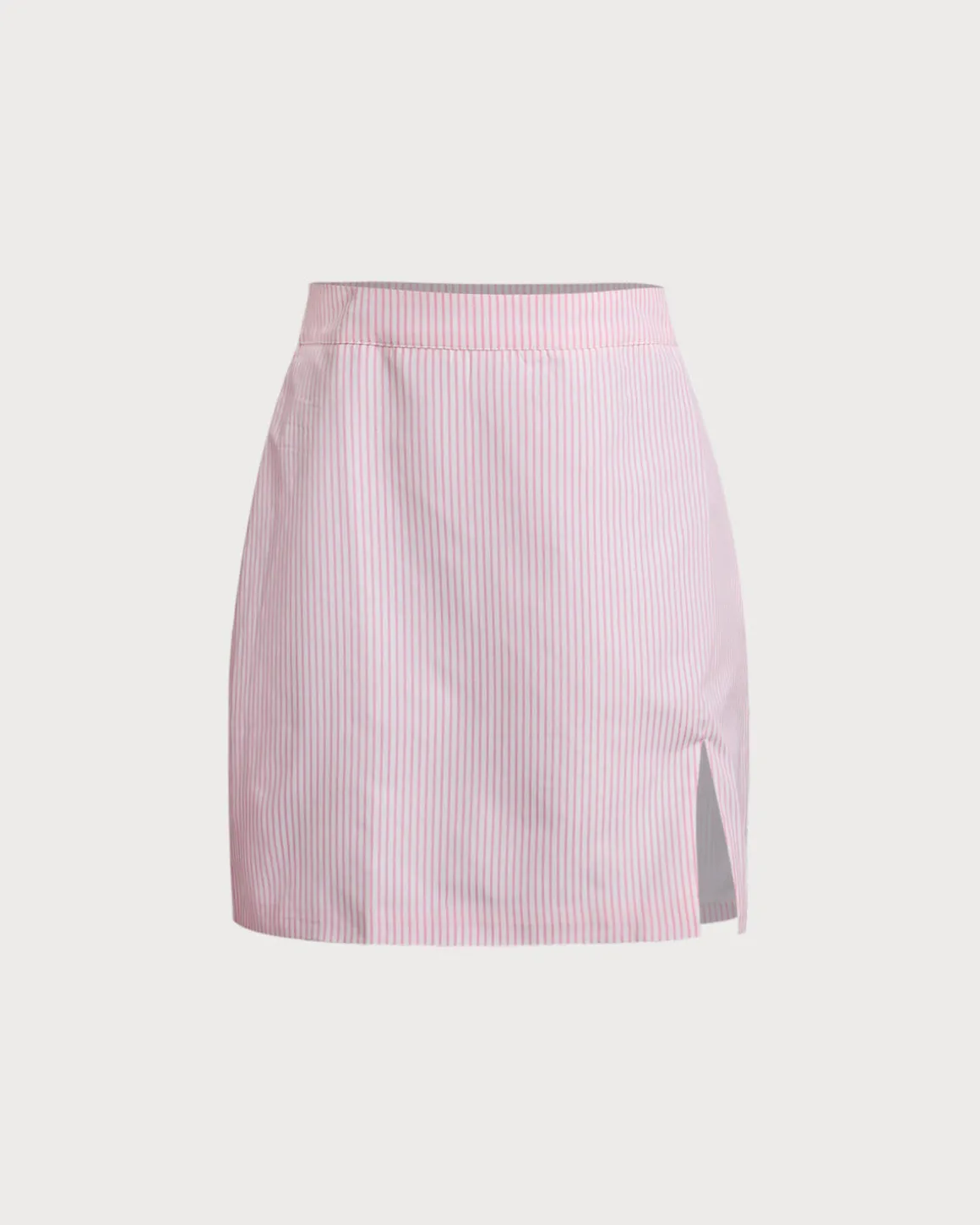 Pink Striped Shirt Skirt Sets