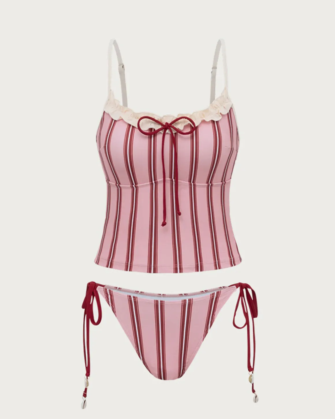 Pink Striped Tankini Swimsuit