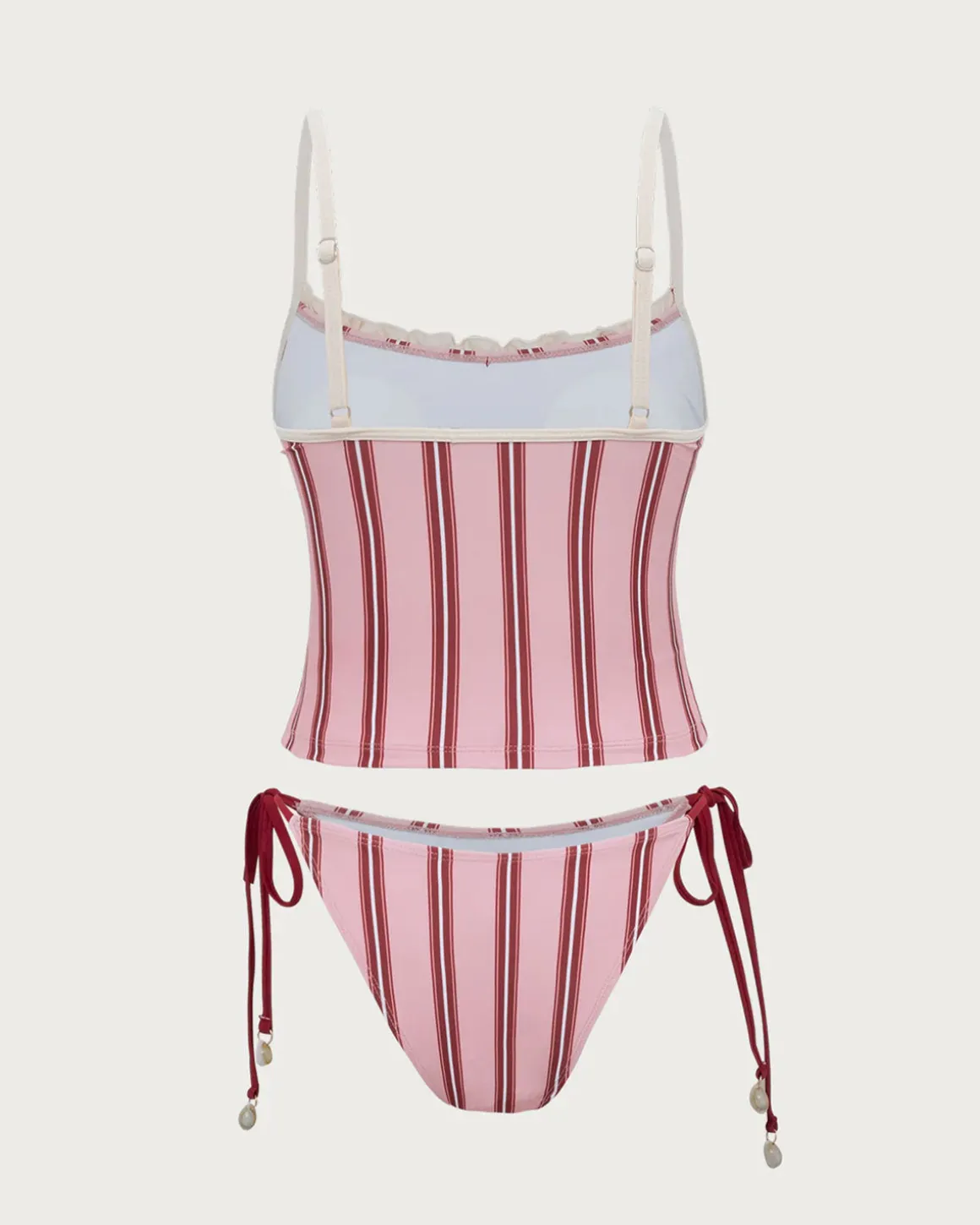 Pink Striped Tankini Swimsuit