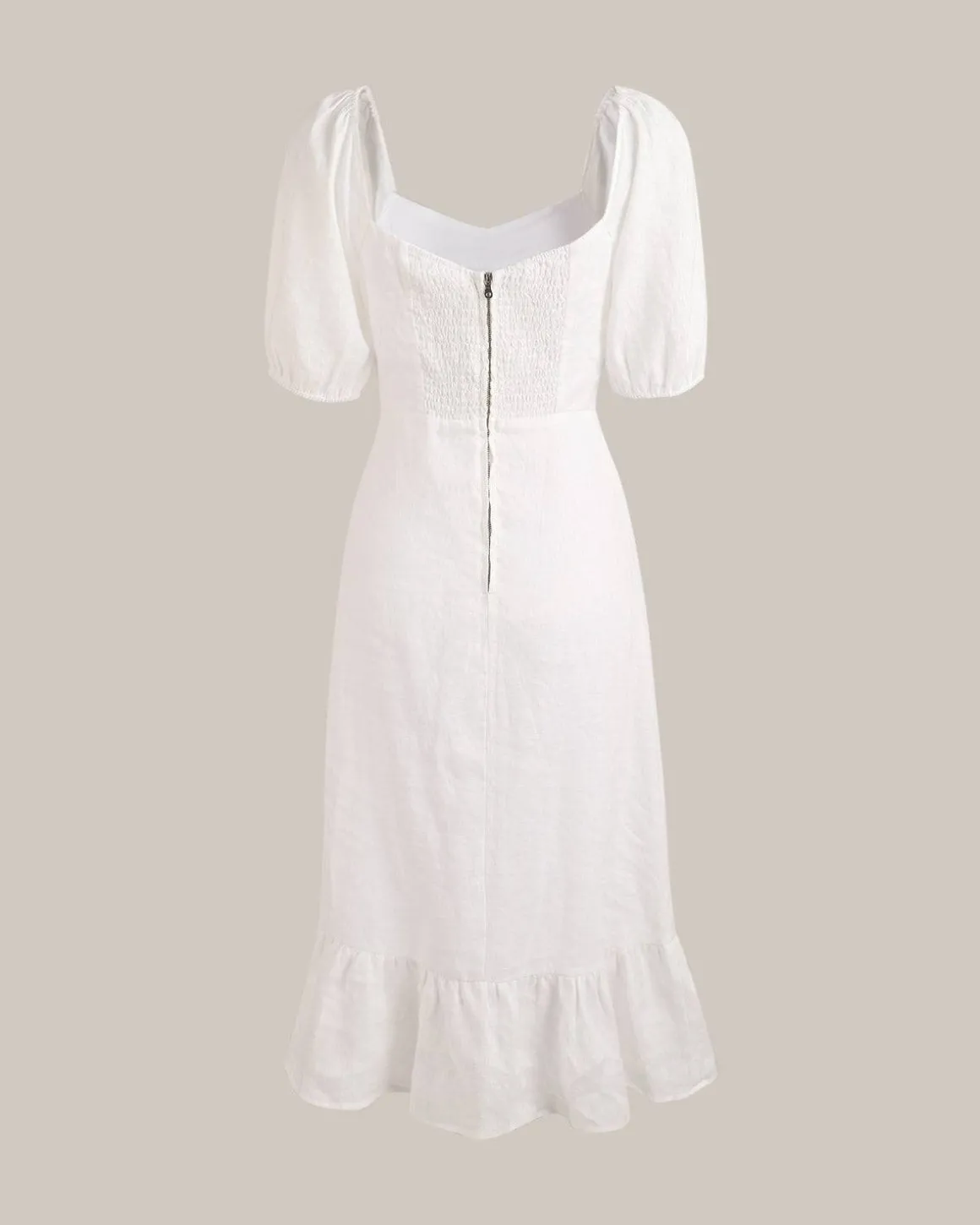 Puff Sleeve Split Hem Midi Dress