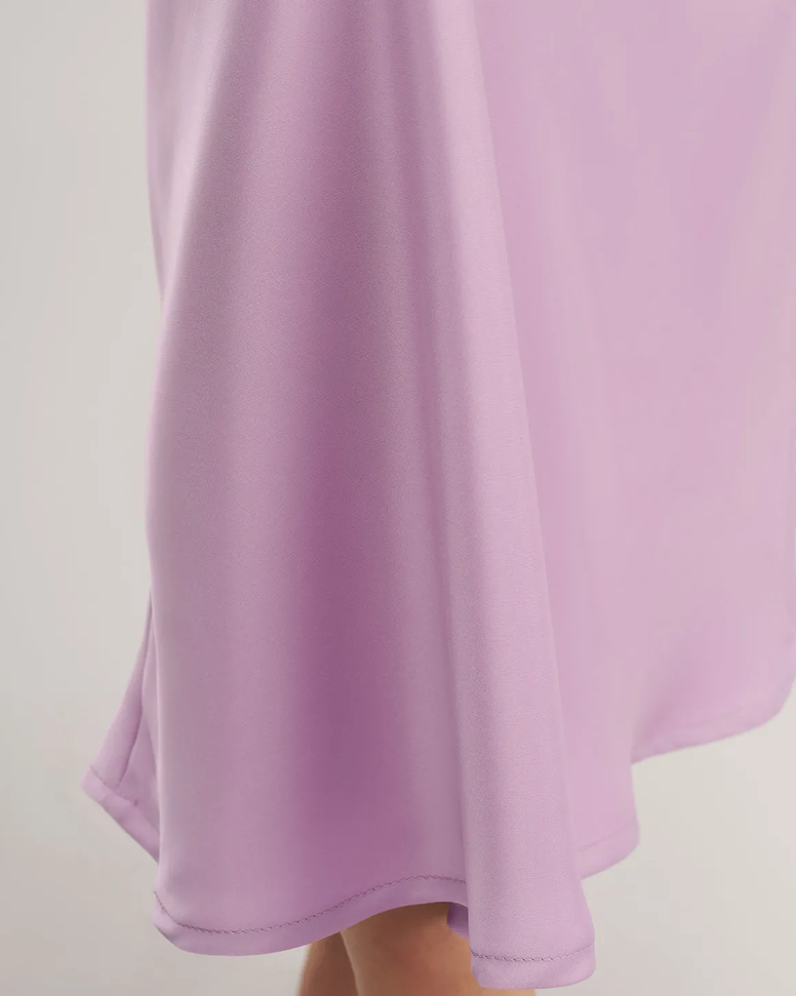 Purple Elastic Waist A-Line Midi Skirt