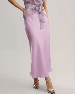Purple Elastic Waist A-Line Midi Skirt
