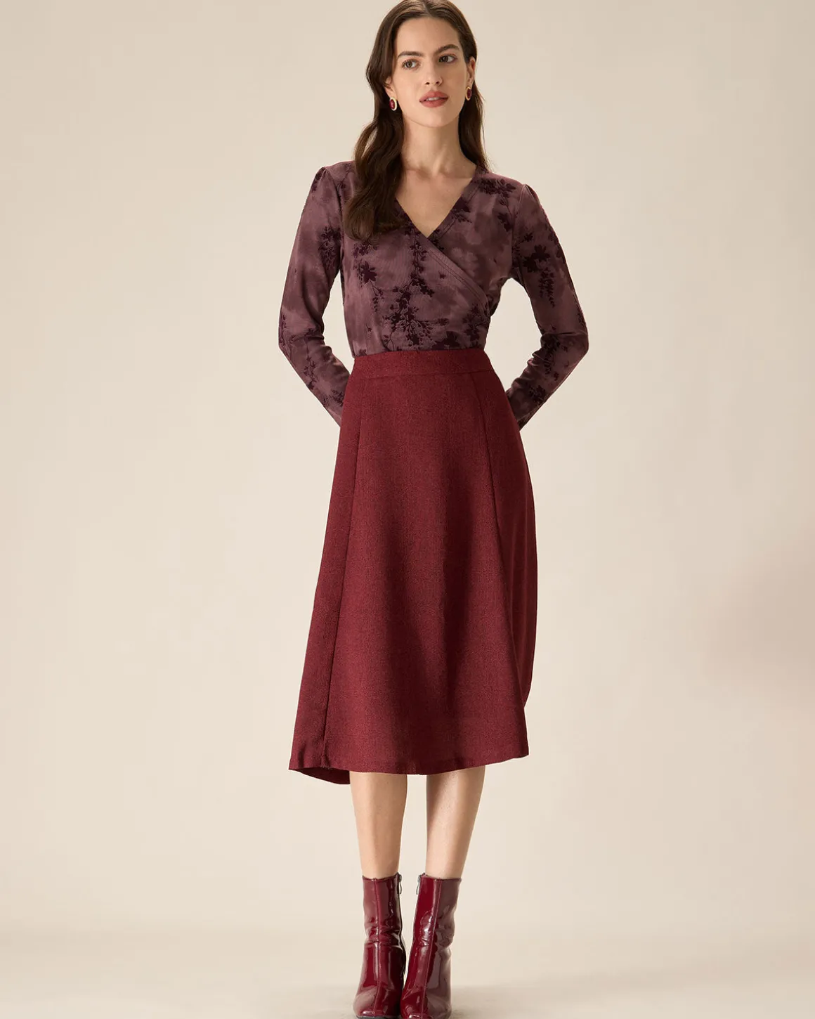 Purple Floral Ruched Wrap Tee
