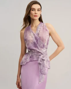 Purple Floral See-through Vest