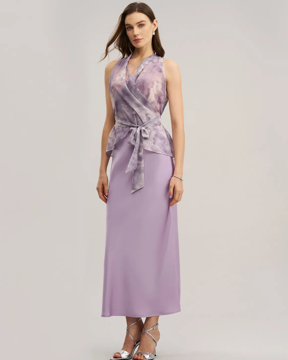 Purple Floral See-through Vest