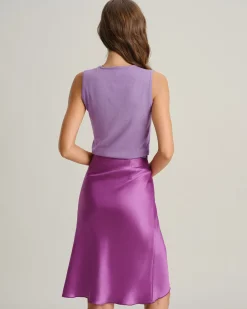 Purple Knee Length Straight Skirt