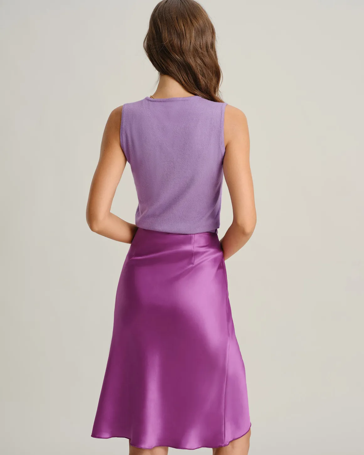 Purple Knee Length Straight Skirt