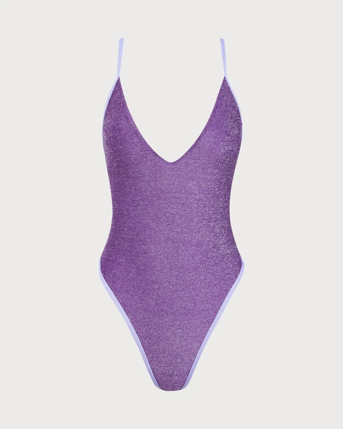 Purple Lurex Backless One-Piece Swimsuit