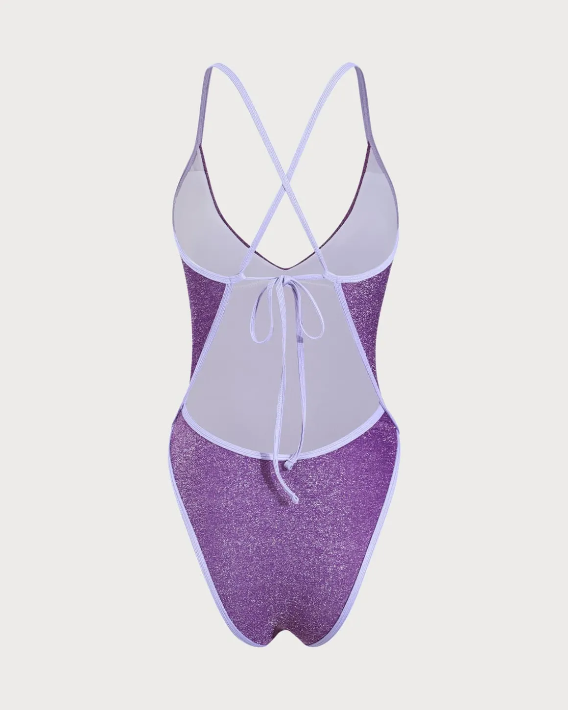 Purple Lurex Backless One-Piece Swimsuit