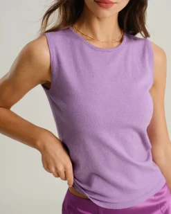 Purple Round Neck Ribbed Knit Tee