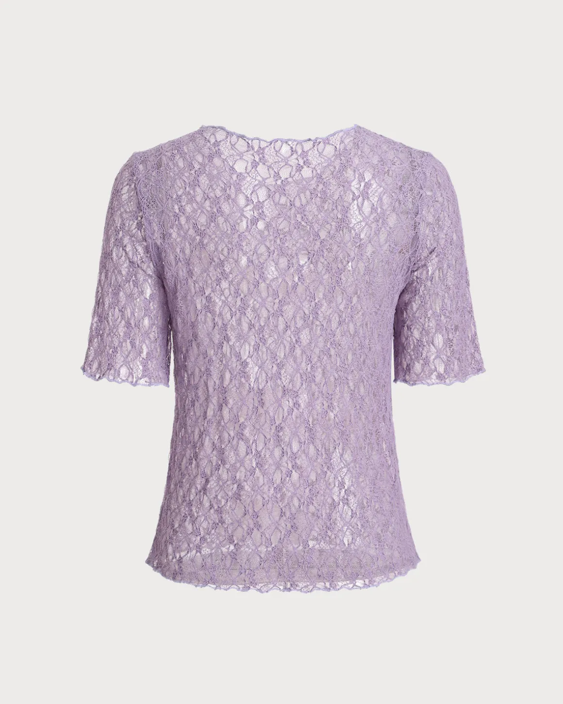 Purple Round Neck Textured Half Sleeve Tee