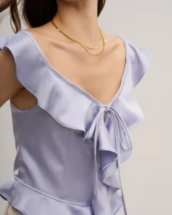 Purple Ruffle Tank Top