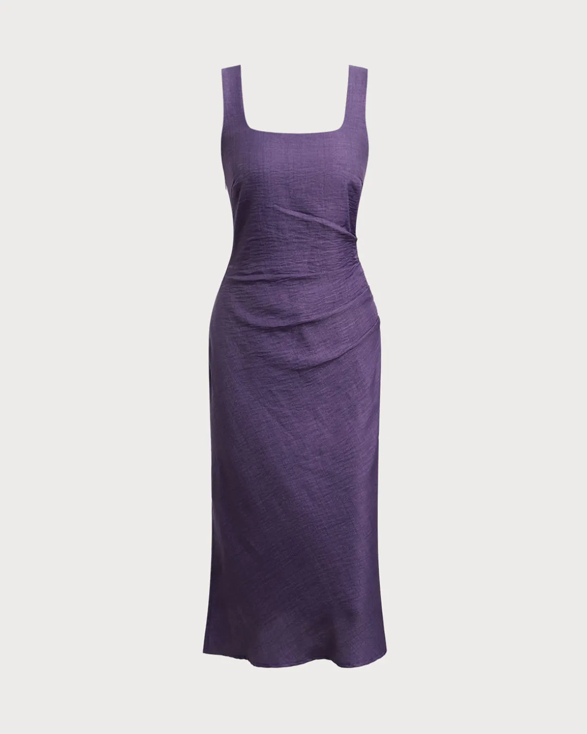 Purple Square Neck Slip Midi Dress