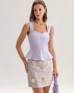 Purple Sweetheart Neck Tank Top
