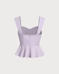 Purple Sweetheart Neck Tank Top