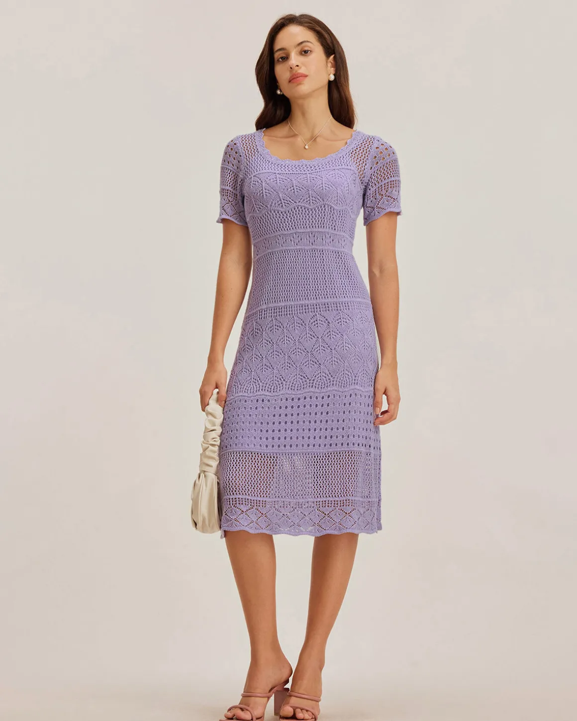 Purple U Neck Cut Out Sweater Dress