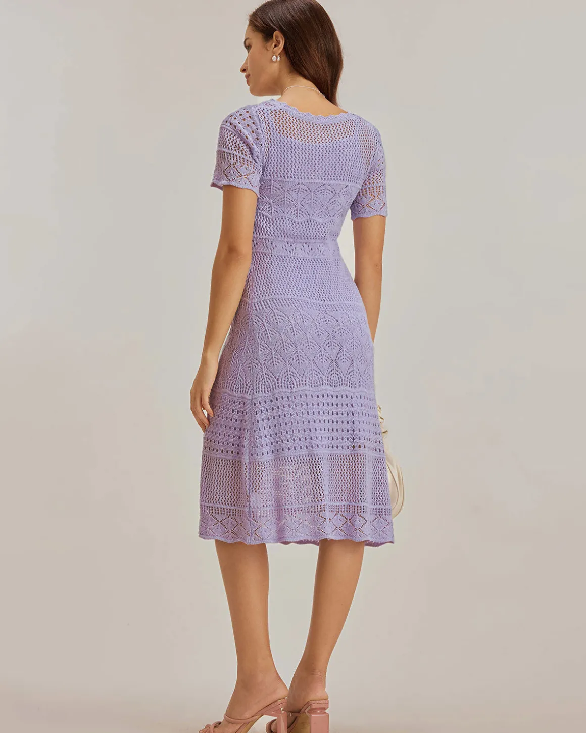Purple U Neck Cut Out Sweater Dress