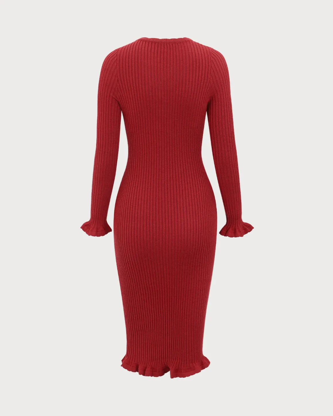 Red Bodycon Bell Sleeve Sweater Dress