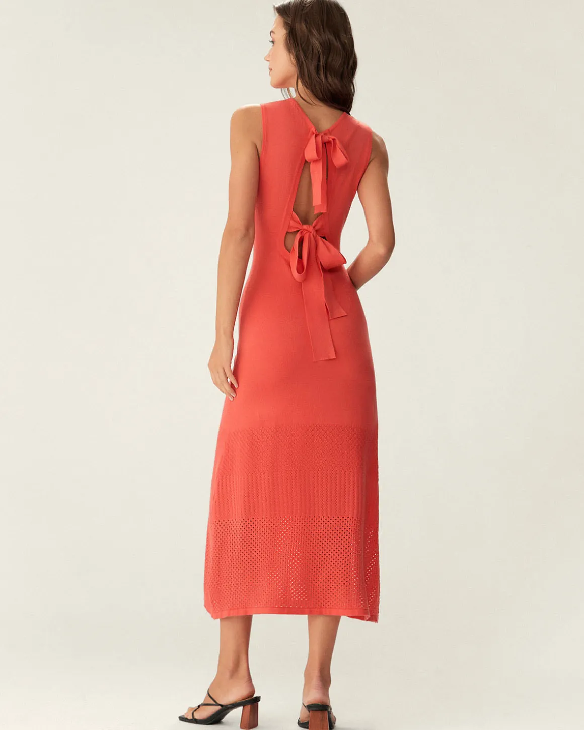Red Bodycon Tie-Back Midi Dress