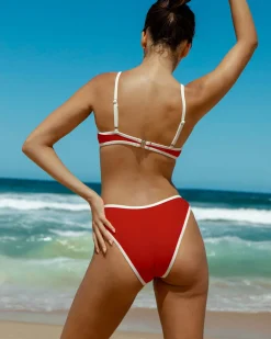 Red Contrast Underwire Bikini Set