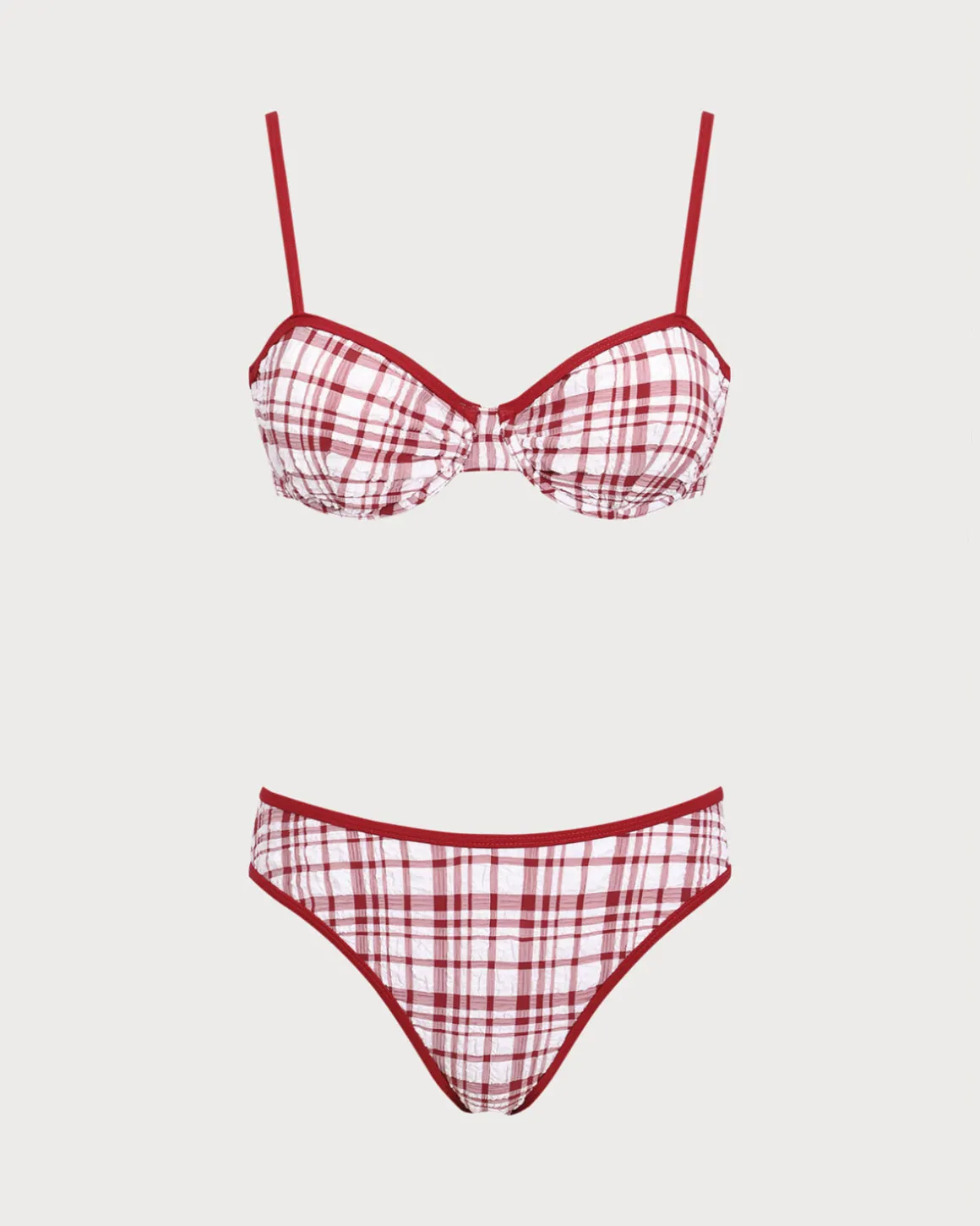 Red Contrast Underwire Bikini Set