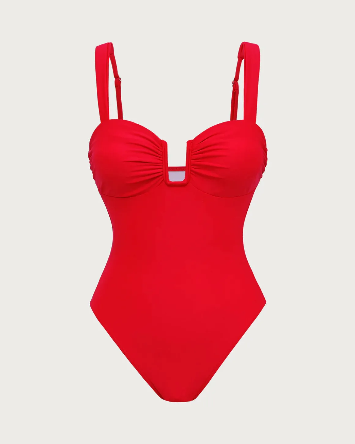 Red Cut Out Bralette One-Piece Swimsuit