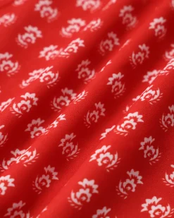 Red Floral Button Sleeveless Maxi Dress