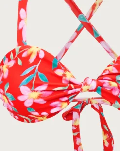 Red Floral Criss-Cross Bikini Set