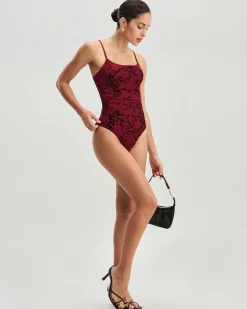 Red Floral One-Piece Swimsuit