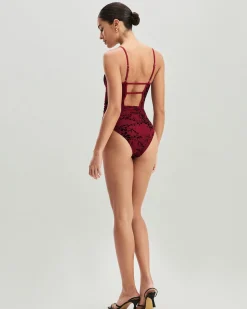 Red Floral One-Piece Swimsuit
